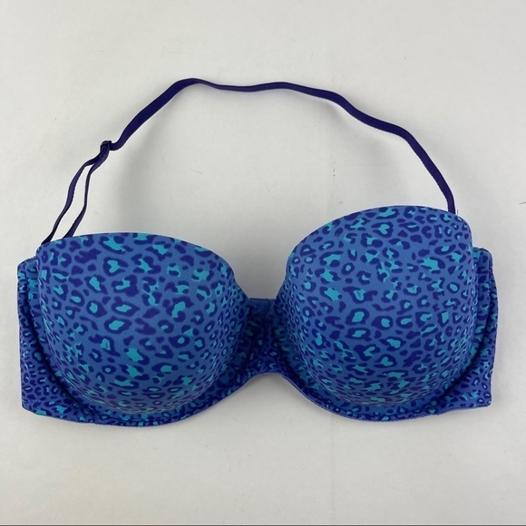 Hanes Bra Womens 36D Blue Leopard Padded - Picture 1 of 8